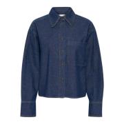 Blauwe Denim Shirt met Grote Zak InWear , Blue , Dames