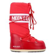 Rode Gesloten Icon High Nylonlaarzen Moon Boot , Red , Dames