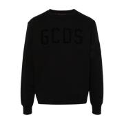 Fluweel Crewneck Logo Sweater Gcds , Black , Heren