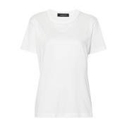 Witte Katoenen Jersey T-shirt met Kralen Detail Fabiana Filippi , Whit...