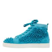 Pre-owned Suede sneakers Christian Louboutin Pre-owned , Blue , Dames