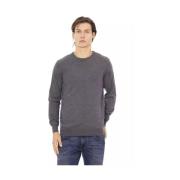 Elegant Monogram Sweater Round Neck Baldinini , Gray , Heren