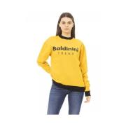 Gele hoodie met logo Baldinini , Yellow , Dames