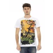 Casual wit T-shirt met grafische print Trussardi , White , Heren