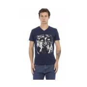 Stijlvol V-hals T-shirt in Blauw Trussardi , Blue , Heren