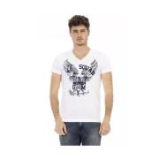 Verhoog je casual stijl: V-hals T-shirt Trussardi , White , Heren