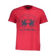 Rosa Katoenen T-shirt Grafische Print La Martina , Red , Heren