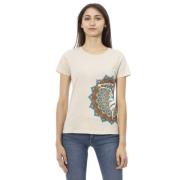 Beige T-shirt met Frontprint Trussardi , Beige , Dames