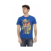 Elegant blauw Tee met Frontprint Trussardi , Blue , Heren