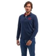 Blauw Langarm Polo Shirt met Rood Logo La Martina , Blue , Heren