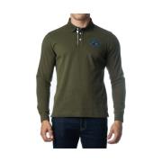 Groen Polo Shirt met Lange Mouwen en Blauw Logo La Martina , Green , H...