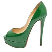 Pre-owned Leather heels Christian Louboutin Pre-owned , Green , Dames