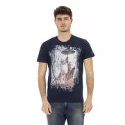 Blauw T-shirt met Frontprint Trussardi , Blue , Heren