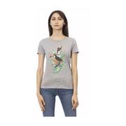 Grijs T-shirt met korte mouwen en ronde hals Trussardi , Gray , Dames