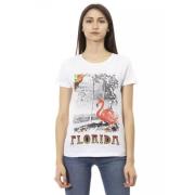 Elegant wit T-shirt met stijlvolle print Trussardi , White , Dames