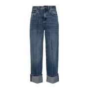 Blauwe Denim Jeans Vervaagd Effect Liu Jo , Blue , Dames