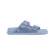 Blauwe Leren Sandalen voor Mannen Birkenstock , Blue , Heren