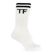 Katoenen sokken met logo Tom Ford , White , Heren