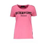 Chic Pink Geborduurd T-shirt met Contrasterende Details Ermanno Scervi...