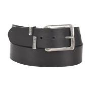 Zwarte Leren Riem - Panic Redskins , Black , Heren