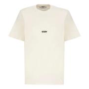 Heren Ivory Katoenen T-shirt met Print Msgm , Beige , Heren