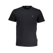 Elegant zwart katoenen T-shirt met borduurwerk Napapijri , Black , Her...