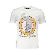 Wit Katoen Logo Print T-Shirt Cavalli Class , White , Heren