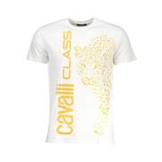 Korte Mouw Bedrukt Logo T-shirt Cavalli Class , White , Heren