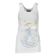 Elegante witte katoenen tanktop met iconische print Cavalli Class , Wh...