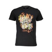 Zwart Katoenen T-shirt met Print Logo Cavalli Class , Black , Heren