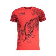 Rode Katoenen Print Logo T-Shirt Cavalli Class , Red , Heren