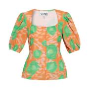 Top met korte mouwen Ganni , Orange , Dames