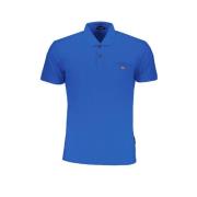 Blauw Katoenen Poloshirt met Print en Logo Napapijri , Blue , Heren