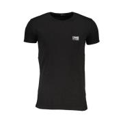 Zwart Katoenen T-shirt met Print Logo Cavalli Class , Black , Heren