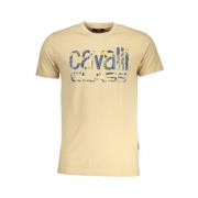 Beige Katoen Print Logo T-Shirt Cavalli Class , Beige , Heren