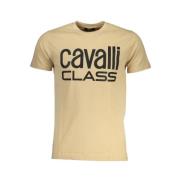 Beige Katoen Logo Print T-Shirt Cavalli Class , Beige , Heren