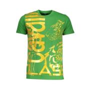 Groene Katoenen Logo Print T-shirt Cavalli Class , Green , Heren