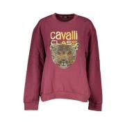 Paars Fleece Sweatshirt met Logoprint Cavalli Class , Purple , Heren