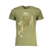 Groen Katoen Bedrukt Logo T-Shirt Cavalli Class , Green , Heren