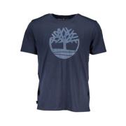 Blauw Katoenen Bedrukt Logo T-Shirt Timberland , Blue , Heren