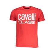 Rood Katoen Logo Print T-Shirt Cavalli Class , Red , Heren