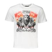 Elegante witte logo tee Cavalli Class , White , Heren