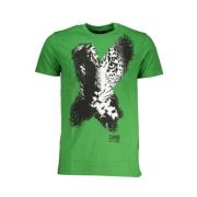 Groen Katoen Logo Print T-Shirt Cavalli Class , Green , Heren