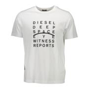 Wit Logo T-shirt met Ronde Hals Diesel , White , Heren