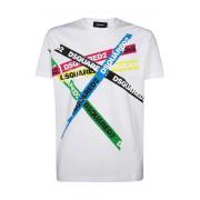 Katoenen Multi Logo T-shirt Dsquared2 , White , Heren