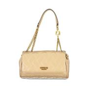 Beige Handtas met Kettingriem en Meerdere Compartimenten Guess , Beige...