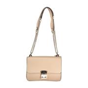 Beige Handtas met Kettingriem en Meerdere Compartimenten Guess , Beige...