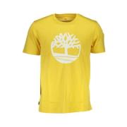 Geel Katoenen Bedrukt Logo T-Shirt Timberland , Yellow , Heren