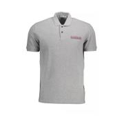 Elegante grijze katoenen polo met signatuurprint Napapijri , Gray , He...