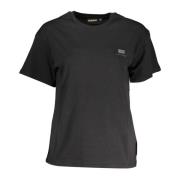 Zwart Elegant T-shirt met Logo Napapijri , Black , Dames